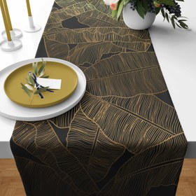 Resim Gold Tropic Leaf Runner Örtü 