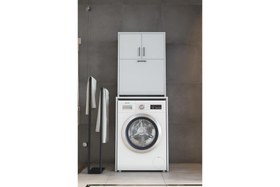 Resim ALASKA ÇİFT KİRLİ SEPETLİ BANYO DOLABI, BEYAZ 