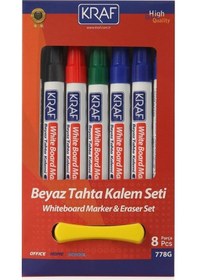 Resim Doldurulabilir Beyaz Tahta Kalem Seti 7'li Ve Tahta Silgisi 3xsiyah+2xmavi+1xkırmızı+1xyeşil+silgi 