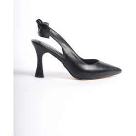 Resim Mubiano MBHSN8082-S Kadın Arkası Lastikli Fiyonk Detay Siyah Stiletto & Topuklu Ayakkabı 