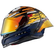 Resim Nexx X.R3R Glıtch Racer Kapalı Motosiklet Kaskı Mavi - Turuncu 