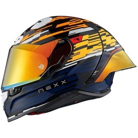 Resim Nexx X.R3R Glıtch Racer Kapalı Motosiklet Kaskı Mavi - Turuncu 