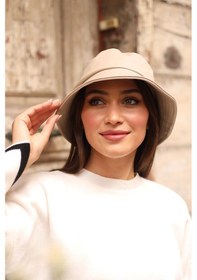Resim Kadın Deri Bucket Şapka Rkş-02 Bej Bej 