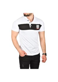 Resim Deepsea Erkek Beyaz Slim Fit Nefes Alan Pamuklu Kumaş Dar Kesim Kıvrılmaz Yaka Polo Yaka Tişört 2503019 Beyaz 