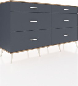 Resim Hyperion Konsol 6 Çekmeceli 176x44x99 Antrasit-çam/antrasit Antrasit-çam/antrasit 