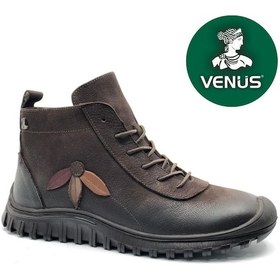 Resim Venüs Punka Hakiki Deri Kaymaz Taban Ortopedik Kadın Bot Kahverengi 