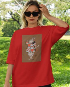 Resim Beyaz Tavşan Oversize Tişört 