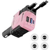 Resim Challenger Mech Mecha Tarzı 66w Dijital Ekranlı 4ü 1 Arada Araç Şarj Cihazı Pembe İphone Uyumlu Ve Type-c İçin 