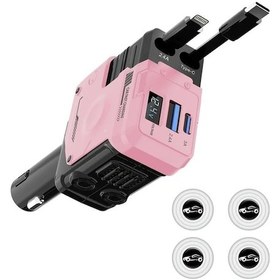 Resim Challenger Mech Mecha Tarzı 66w Dijital Ekranlı 4ü 1 Arada Araç Şarj Cihazı Pembe İphone Uyumlu Ve Type-c İçin 