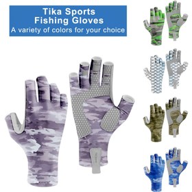 Resim Uzun Bilekli Parmaksız Balıkçılık Eldivenleri - Dış Mekan Balıkçılık, Tekne Gezintisi, Kano, Yürüyüş, Koşu ve Sürüş için Hafif Nefes Alabilir 