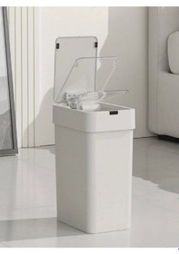 Resim Sensörlü Çöp Kovası 9 Litre Beyaz Kızılötesi Sensörlü Otomatik Kapak Sessiz & Antibakteriyel Beyaz 