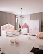 Resim Setay Montessori Çocuk Odası - City Montessori 3 Kapılı Dolap, Yavrulu Yatak, Şifonyer - Pembe 