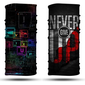 Resim Dair Aksesuar Never Give Up Desenli 2'li Set Boyunluk Bandana Outdoor Balaklava Yüz Maskesi Kafa Bandı 