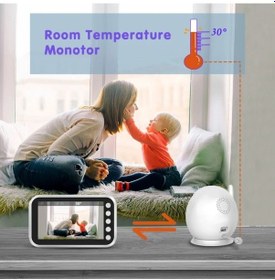 Resim Lcd Ekranlı Gece Görüşlü Bebek Monitörü - Bebek Izleme Kamerası Oda Sıcaklığı Kontrollü Kablosuz 