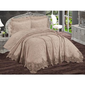 Resim Boğaziçi 6 Parça Şönil Nakışlı Pike Takımı Bej Bej 