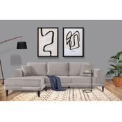 Resim Tasarım Nero Kadife Köşe Koltuk, Açık Gri, 250X160, Sol Köşe 