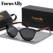 Resim FocusAlly Kadın Retro Kedi Gözü Moda Gözlükleri - Şık Koruma, TAC Lens & PC Çerçeve, Siyah Kırmızı Detaylı, Koruyucu Kılıf ve Bez Dahil, Kedi Gözü Gözlük 