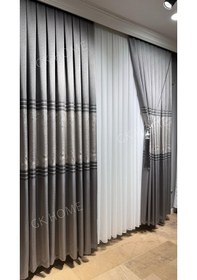 Resim Lüks Gece Parıltısı Füme Gri Pano Fon Perde Sık Pile Tek Kanat Füme 