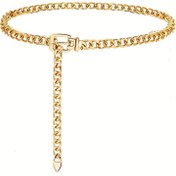 Resim 1.2cm Ayarlanabilir Metal Zincir Kemer - Unisex, Cool Punk Tarzı, Dayanıklı Moda Aksesuarı, Hafif Tasarım, Günlük Giyim, Partiler ve Rahat Durumlar İçin Uygun 