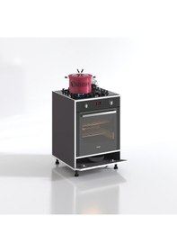 Resim Kenzlife ankastre modülü kabini malik ejder gri fırın ocak dolabı kapaklı ayarlı ayaklı 