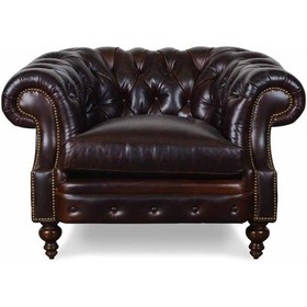 Resim Hanelmobilya Hanel Mobilya Bitmore Chester Berjer Tekli Koltuk Kahve Suni Deri Kahverengi 