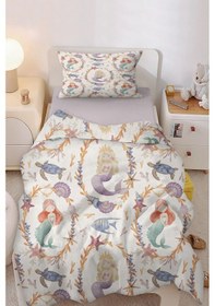 Resim Denizkızı Masalı Tek Kişilik Çocuk Nevresim Seti Mor 