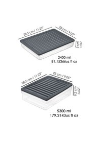 Resim 4'lü Buzdolabı Düzenleyici Organizer Set Saklama Kabı Derin Sığ Mikrodalga Difriz Kabı x l Antrasit 