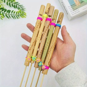 Resim 2 adet El Yapımı Doğal Ahşap Kuş Üfleği, Simüle Vintage Kuş Sesini, Karışık Renk, İlginç Hediye ile 