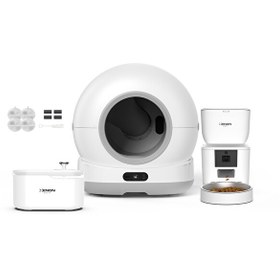 Resim Xenon Smart Akıllı Kamerasız Kedi Tuvaleti Çelik Kaseli 4 LT Mama Kabı Led Su Pınarı ve Filtre 4'lü Pet Seti 