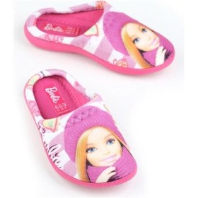 Resim Gezer Barbie 14533 Temal Kumaş Kız Çocuk Halı Terlik 30-35 Fuşya 