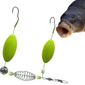 Resim 1 adet Kolay Kullanım Çift saç tokası Karp Yem Tutucu Başlangıçlar İçin - Yeşil Jigging Hattı ile Gümüş Metal Balıkçılık Yem, Nehir, Göl ve Havuz Kullanımı İçin Mükemmel, Balıkçılık Yem, Tatlı Su Balıkçılığı, Canlı Tasarım, Metalik Bitiş 