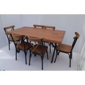 Resim Bintaş Mobilya Kütük Masa Sandalye Takımı 160X85.CM 