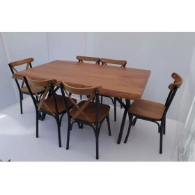 Resim Bintaş Mobilya Kütük Masa Sandalye Takımı 160X85.CM 