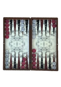 Resim Marble Beyaz Büyük Boy Tavla Takımı 