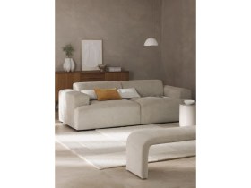 Resim Most Mollista 2 Modül Kanepe Koltuk Fitilli Kırık Beyaz Kadife Kumaş Yataş Sünger (Evinize Teslim) 
