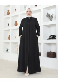 Resim Nevayla Moda Salaş Kesim Aerobin Kumaş Ferace / Siyah - F137 
