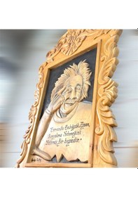 Resim Ahşap El Oyması Einstein Pano 