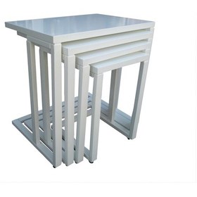 Resim Zigon C Model Sehpa Parlak Beyaz Lake Boya Kayın Torna Ayak Teker 