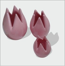 Resim Seramik Pembe Laleler Kartvizitlik Set Biblo 18Cm - 15Cm - 8Cm 