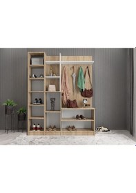 Resim Çizgi Portmanto Vestiyer Meşe Beyaz- 160 cm 