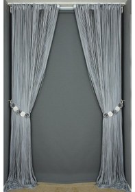 Resim Düz Ip Perde Gri Çift Renk Hazır Ip Perde 300 X 280 Cm 