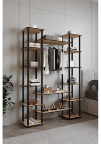 Resim Dekoratif Masivo Portmanto Çok Amaçlı Raf Safir Meşe Meşe 