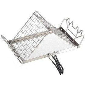 Resim Pazly Katlanır Kamp Sobası Ekmek Kızartma Makinesi, Paslanmaz Çelik, Piknik Ve Kamp İçin Gümüş 