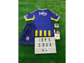 Resim 4'lü Set Fene.rbah.çe 2025/2026 Yeni Sezon Sarı Lacivert Iç Saha Arkası Boş Çocuk Forma Şort Çorap Bileklik 