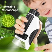 Resim Mini El Mikroskop Oyuncak, 50X-300X, Karışık Renk, ABS Malzeme, LED Işık ile, Dış Mekan Gezintisi, Doğa Bilimi, Beyin Yumuşatıcısı için Kolay Taşınabilir 