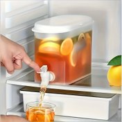 Resim Musluklu Geniş Kare Plastik İçecek Dağıtıcı - 118oz, Buzdolabı için Dayanıklı PP Soğuk İçecek Sürahisi, Limonata ve Buzlu Çay için İdeal, Kolay Temizlenebilir Malzeme, Ev Kullanımı için Mükemmel, Sadece Elde Yıkanır, Şık Kap, Sağlam Yapı 