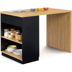 Resim Milena Mutfak Adası - Alt Modül 140 Cm Atlantik Çam - Antrasit Antrasit 