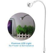 Resim Tenfowee Usb Bağlı Esnek Boyunlu 1w Led Okuma Lambası - Göz Dost, Ateş Direnci, Saf Beyaz Işık Gümüş 