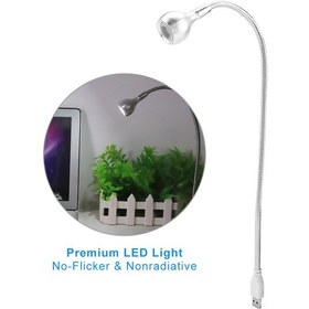 Resim Tenfowee Usb Bağlı Esnek Boyunlu 1w Led Okuma Lambası - Göz Dost, Ateş Direnci, Saf Beyaz Işık Gümüş 