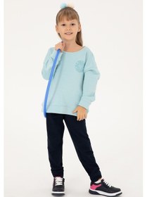 Resim U.S. Polo Assn. Kız Çocuk Su Yeşili Bisiklet Yaka Basic Sweatshirt 50296391-VR083 
